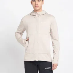 adidas XPR LT Beige Slim Fit Sports Hooded Jacket-image-93