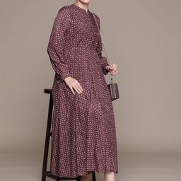 Ritu Kumar Print Puff Sleeve A-Line Maxi Dress-44