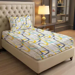 IVAZA Yellow Geometric 1000 Polyester Single-image-97