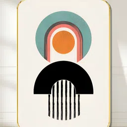 SAF White & Black Abstract Geometric Wooden Wall Art-image-61