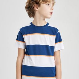 DeFacto Boys Striped Round Neck Cotton T-shirt-image-19