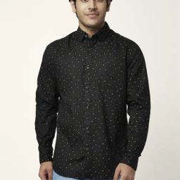 YU by Pantaloons Charcoal Cotton Slim Fit Printed Shirt-image-29