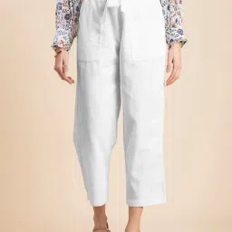 Moomaya White Regular Fit High Rise Culottes-picture-36