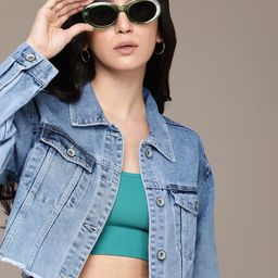 The Roadster Life Co. Long Sleeves Pure Cotton Denim Truckers Crop Jacket-52
