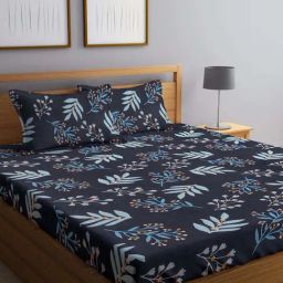 Klotthe Multicolor Cotton Blend 300 TC Double Bedsheet With 2 Pillow Covers-image-59