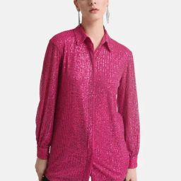 Kazo Hot Pink Embellished Shirt-image-40