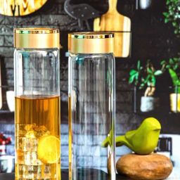White Gold Transparent Glass Water Bottles (0.5 L) - Set of 2-14