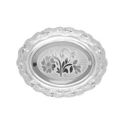 Sri Jagdamba Pearls 0.8 Silver Traditional Flower Designed Thali - 54 gm-image-3