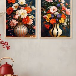 Kotart Brown & Blue 2 Pieces Wooden Floral and Botanical Wall Arts-picture-25