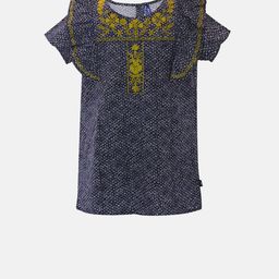 Blue Giraffe Girls Navy Blue Printed Top-image-107