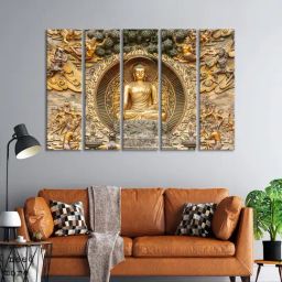 999Store Printed Gold MDF 5 Panels Wall Art-image-75