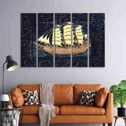 999Store Printed Black MDF 5 Panels Wall Art-image-70