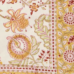 Fabindia White Floral Cotton Printed 4-Seater Table Cover-57