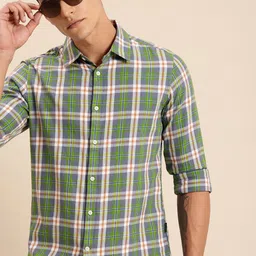 Being Human Pure Cotton Slim Fit Checked Casual Shirt-image-41