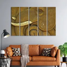 999Store Printed Brown MDF 5 Panels Wall Art-20