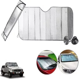 Auto Pearl F124 Dashboard Sun Shade Cover with Suction Cup for Maruti Suzuki Gypsy King (Silver)-picture-16