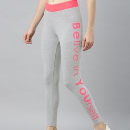 Zebu Women Grey Melange Solid Skinny-Fit Cropped Tights with Printed Detail-picture-20