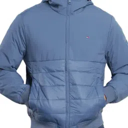 Tommy Hilfiger Blue Regular Fit Quilted Hooded Jacket-image-89