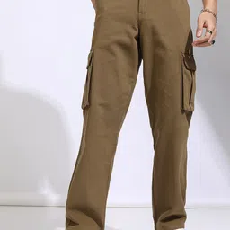 HIGHLANDER Men Cotton Mid-Rise Straight Fit Cargo Trousers-picture-16