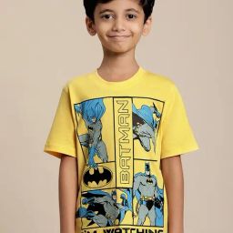 Kidsville Batman Printed Yellow Tshirt For Boys-image-92