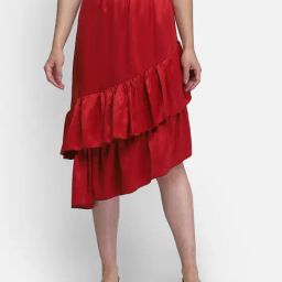 Smarty Pants Maroon Below Knee Skirt-image-71