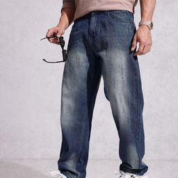 WROGN Men Pure Cotton Anti Loose Fit Cat Scratches Light Fade Jeans-image-4