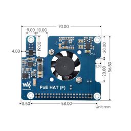 Waveshare Power Over Ethernet HAT (F) For Raspberry Pi 5, High Power, Onboard Cooling Fan, With Metal Heatsink, Supports 802.3af/at network standard image 5