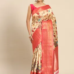 Silk Land Kalamkari Zari Art Silk Kanjeevaram Saree-picture-16