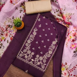 KALINI Women's Jalpari Cotton Embroidered Unstitched Salwar Suit Dress Material with Dupatta-image-94