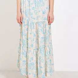 BIGDART Floral Printed Tiered Maxi Skirt-image-12