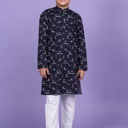KRAFT INDIA Boys Floral Printed Mandarin Collar With Pyjamas-picture-22