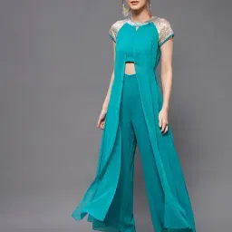 Miss Chase Turquoise Embellished Jumpsuit-image-90
