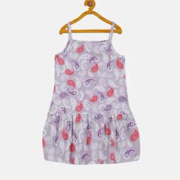 Kiddopanti Kids Light Violet Printed Dress-image-54