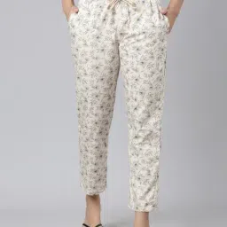 Enamor Off-White Cotton Printed Lounge Pants-picture-9