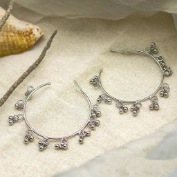 Teejh Kalpana Silver Oxidized Ghungroo Bali Earrings-picture-30