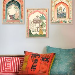 Kotart Brown & Peach-Coloured 3 Pieces Wooden Birds and Animals Wall Arts-picture-1