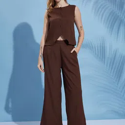 DressBerry Brown Round Neck Shirt With Trouser-picture-17