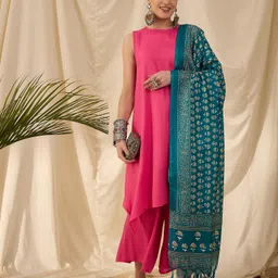 InWeave Women Regular Kurta with Palazzos & With Dupatta-picture-29