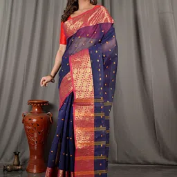 Ruuprekha Woven Design Zari Pure Cotton Taant Saree-picture-10