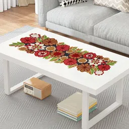 YWULY Brown & Green Embroidered Beaded Dining Table Runner-25