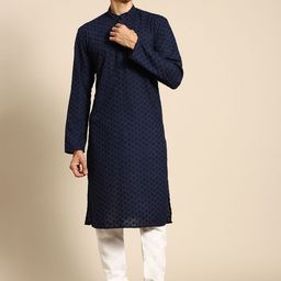 RAJUBHAI HARGOVINDAS Men Ethnic Motifs Embroidered Chikankari Grandeur & Majestic Artwork Kurta-picture-45