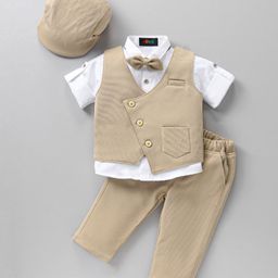 Robo Fry Full Sleeves Solid Party Suit With Cap - Beige-picture-48