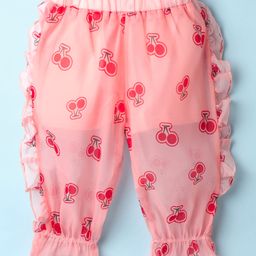 Kookie Kids Cotton Full Length Lounge Pant Cherry Print -  Pink-image-26