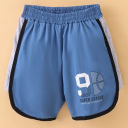 TAEKO Single Jersey Shorts Above Knee Length Text Print - Blue-image-8
