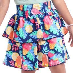 Babyhug Single Jersey Knit Mid Thigh Length Skirt Strawberry & Leaf Print - Navy Blue-image-21