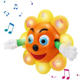 NEGOCIO Interactive Sunflower Toy for Kids, 360° Rotation, Mobile, Flashing, Sound, Plant, Cartoon, Cute, Electronic, Fun, Toddlers -PACK OF 1 - COLOR MAY VARY-22