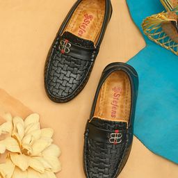 Stefens Synthetic Self Design Loafers - Black-image-76