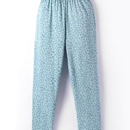 Evimo Single Jersey Knit Full Length Floral Printed Leggings - Light Green-image-56