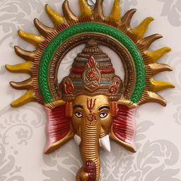 eCraftIndia Colorful Lord Ganesha with Sun Decorative Metal Wall Hanging-image-13