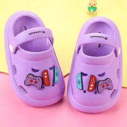 Cute Walk by Babyhug Clogs with Back Strap & Game Theme Applique - Purple-image-23